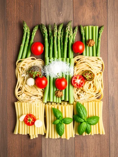 Asparagus Tomato Pasta Recipe - ingredients preparation