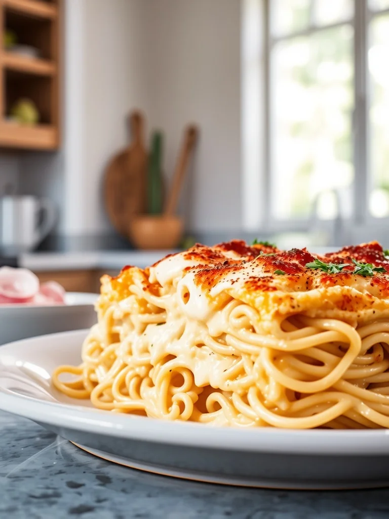Baked Cream Cheese Spaghetti Casserole