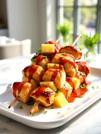 BBQ Pineapple Chicken Kabobs - cooking process
