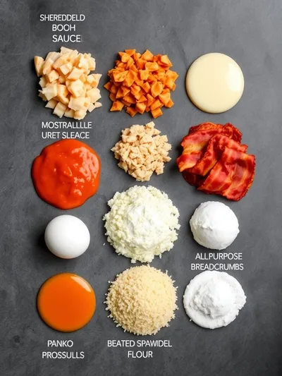 Buffalo Chicken Turkey Bacon Mozzarella Bombs - ingredients preparation