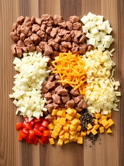 Cheesy Ground Beef and Rice Casserole - ingredients preparation
