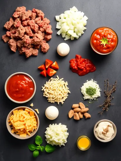 Cheesy Hamburger Casserole Bake – Quick Weeknight Dinner - ingredients preparation