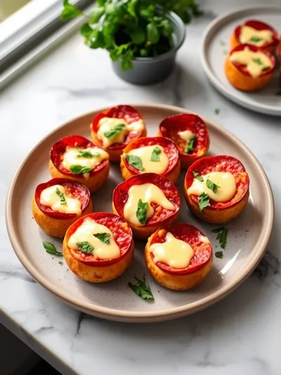 Cheesy Keto Turkey Pepperoni Bites - ready to serve