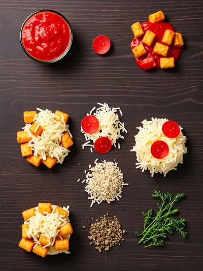 Cheesy Pizza Tot Casserole - ingredients preparation