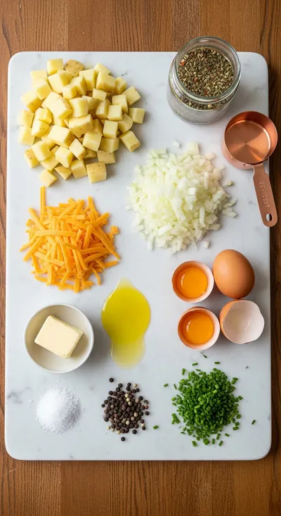 Cheesy Potato Egg Scramble – Easy Breakfast Recipe - cooking process