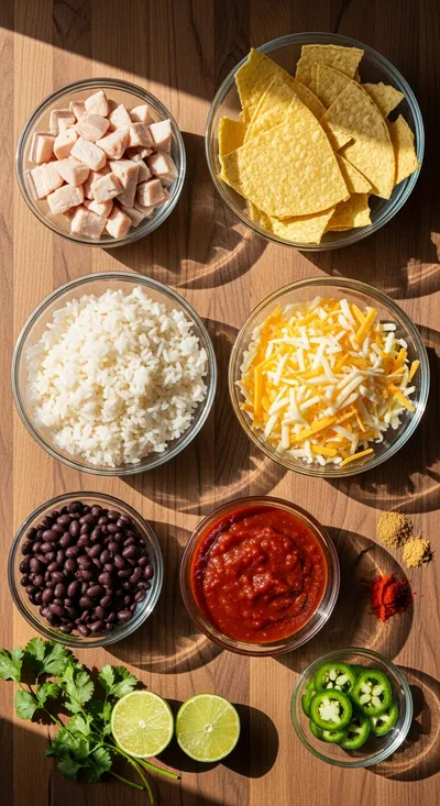Chicken Enchilada Rice Casserole - ingredients preparation
