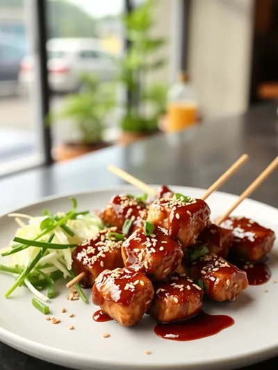 Chicken Skewers with Korean BBQ Sauce - ready to serve