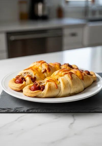 Chili Cheese Crescent Dog Bake
