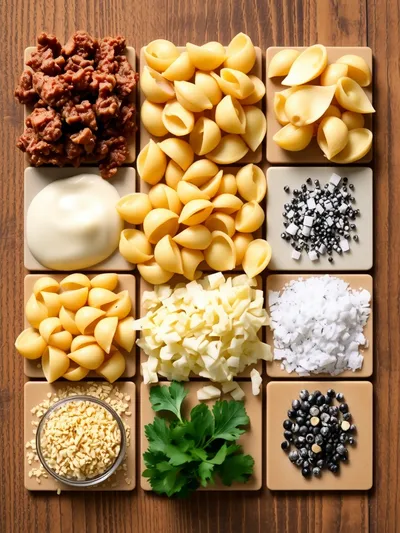 Creamy Beef and Shells Recipe - ingredients preparation