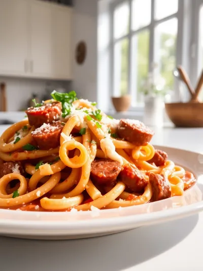 Creamy Italian Beef Sausage Rigatoni