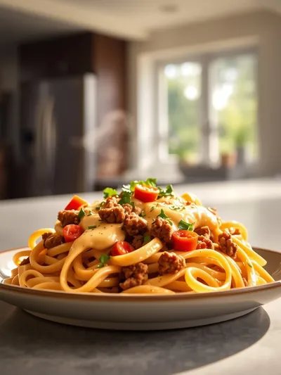 Creamy Rotel Pasta With Ground Beef