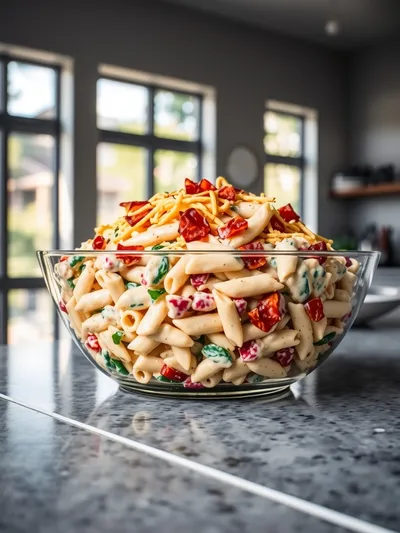 Creamy Turkey Bacon Cheddar Ranch Pasta Salad