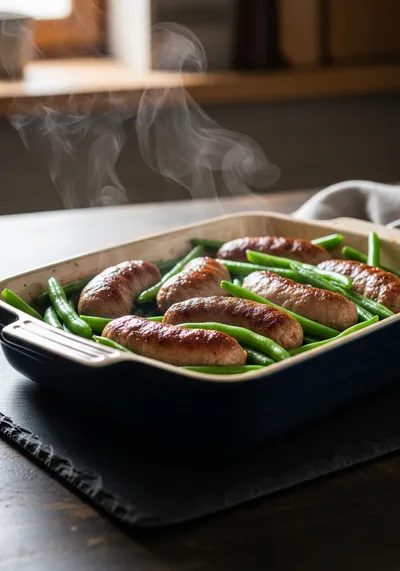 Crockpot Beef Sausage and Green Beans