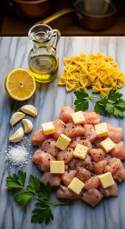 Garlic Butter Chicken Bowtie Pasta - cooking process