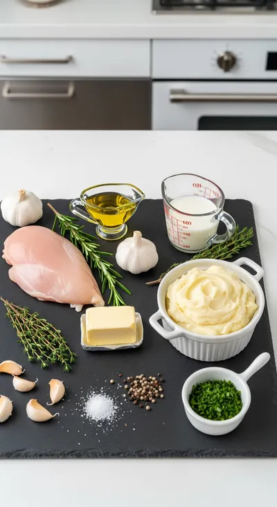 Garlic Herb Chicken With Creamy Mashed Potatoes - cooking process