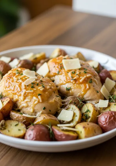 Garlic Parmesan Crockpot Chicken and Potatoes