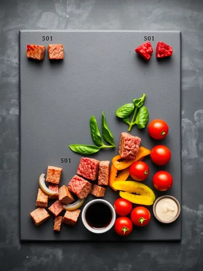 Grilled Steak Kabobs - Garnish & Glaze - ingredients preparation