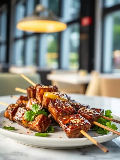Grilled Teriyaki Steak Kabobs - ready to serve