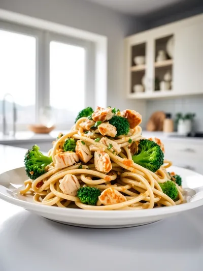 High Protein Rotisserie Chicken Broccoli Pasta