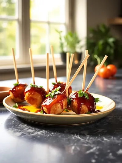 Honey Turkey Bacon BBQ Chicken Lollipops - ready to serve