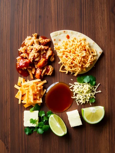 Hot Honey BBQ Chicken Quesadillas - ingredients preparation