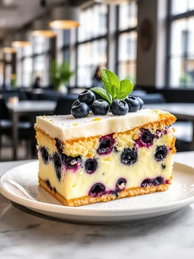 Lemon Blueberry Cheesecake Dump Cake - ready to serve