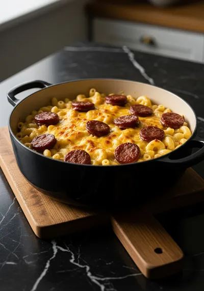 One Pot Mac and Cheese with Beef Sausage