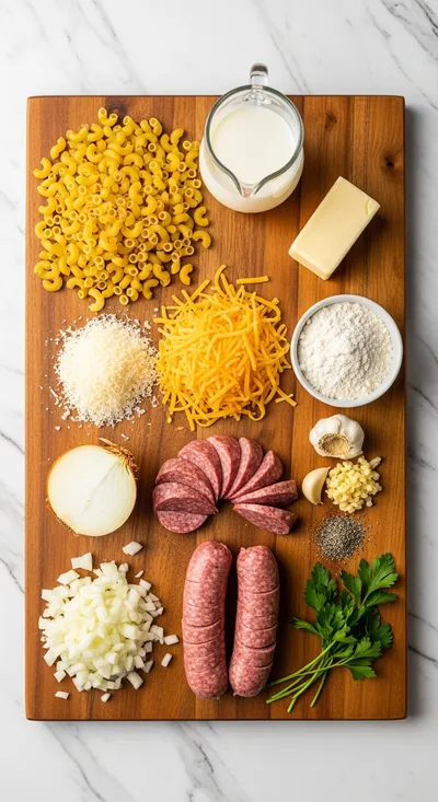One Pot Mac and Cheese with Beef Sausage - cooking process