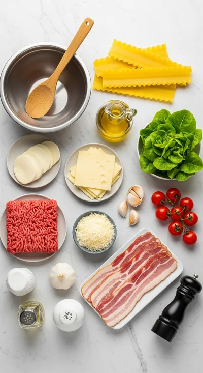 Parmesan Garlic Bacon Cheeseburger Lasagna - cooking process