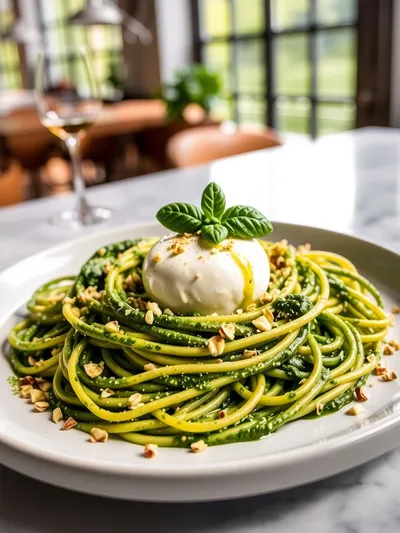 Pistachio Pesto Pasta With Burrata - cooking process