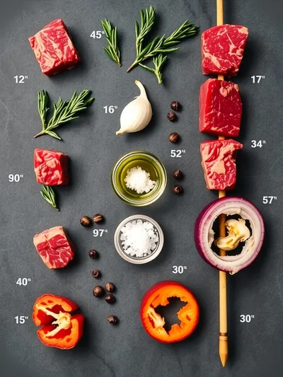 Rosemy Garlic Steak Kebabs - ingredients preparation