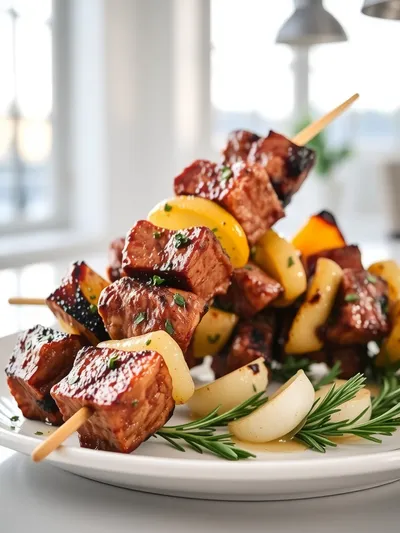 Rosemy Garlic Steak Kebabs