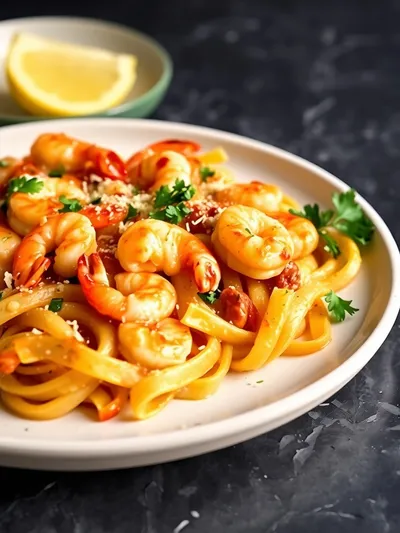 Shrimp Scampi Pasta Bake - cooking process