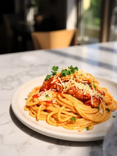 Spicy Southern Chicken Spaghetti Casserole - ready to serve