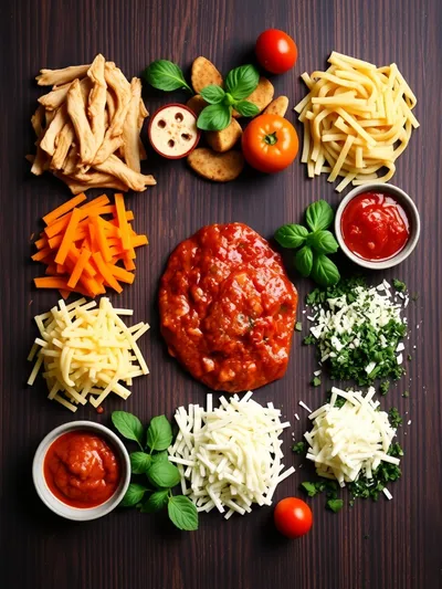 Spicy Southern Chicken Spaghetti Casserole - ingredients preparation