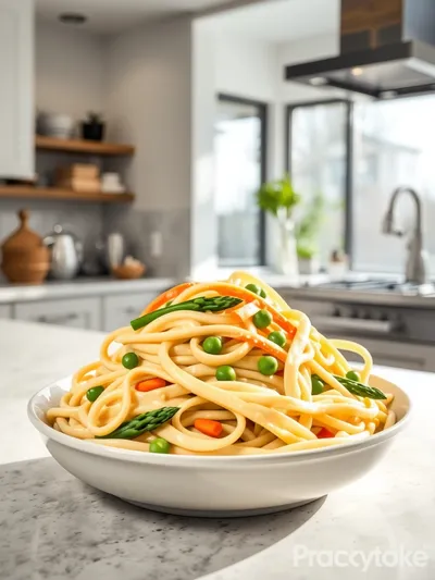 Spring Vegetable Fettuccine Alfredo