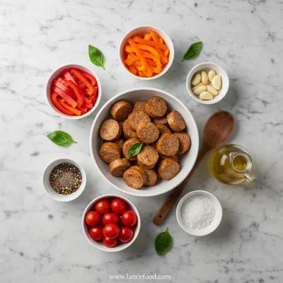 Sweet Pepper Sausage Pasta - cooking process
