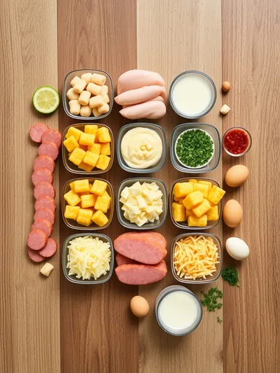 Tater Tot Sausage Breakfast Casserole - ingredients preparation