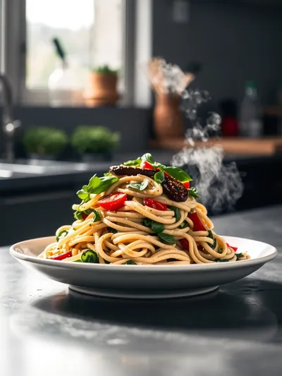 Vegan Pasta Primavera with Creamy Garlic Cashew Sauce