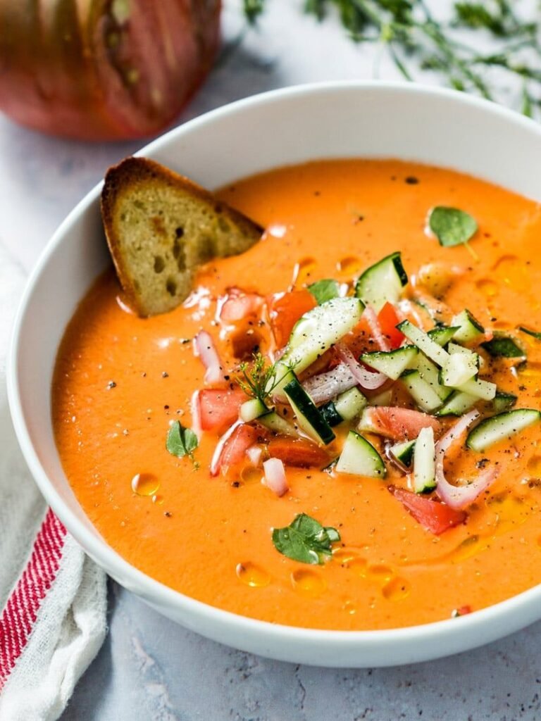 Spicy tomato gazpacho soup
