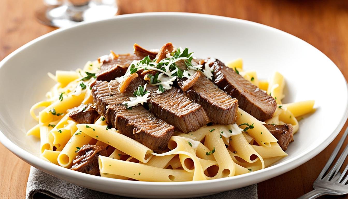 Creamy Philly Cheesesteak Pasta Delight