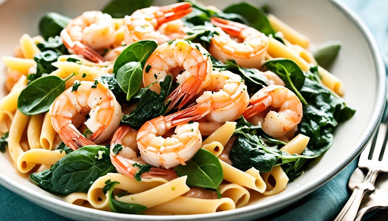 Creamy One-Pot Spinach Shrimp Pasta Delight