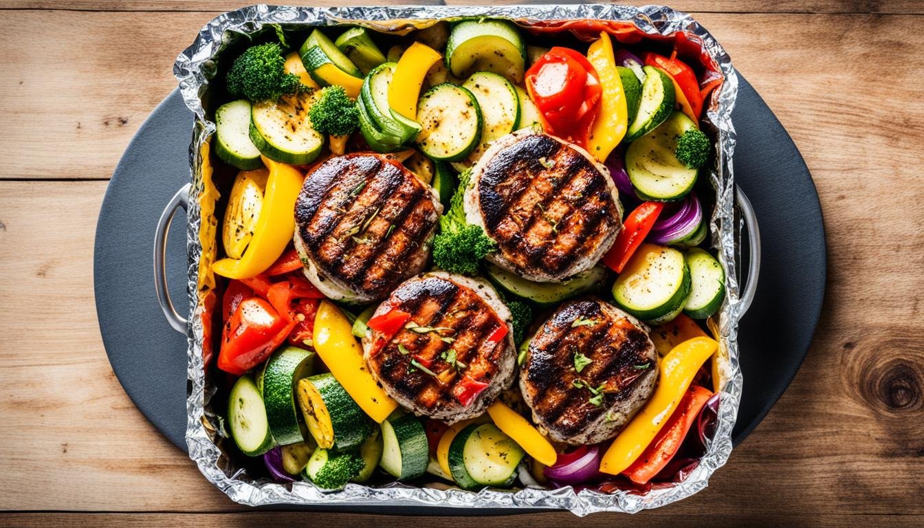 Savory Grilled Burger Foil Packs with Mixed Vegetables